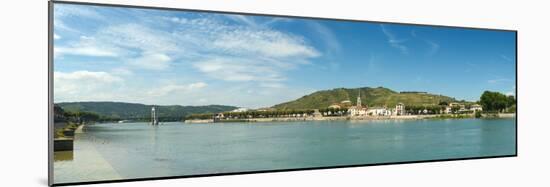 Town at the Waterfront, Vineyards on the Hill in Background, Tain-L'Hermitage, Rhone River-null-Mounted Photographic Print