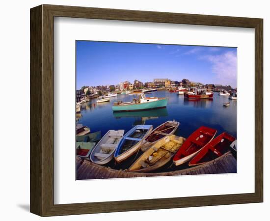 Town Buildings and Colorful Boats in Bay, Rockport, Maine, USA-Jim Zuckerman-Framed Photographic Print