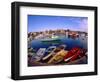 Town Buildings and Colorful Boats in Bay, Rockport, Maine, USA-Jim Zuckerman-Framed Photographic Print