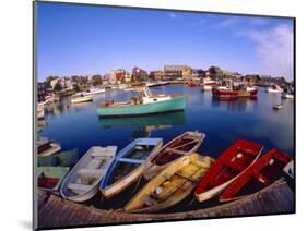 Town Buildings and Colorful Boats in Bay, Rockport, Maine, USA-Jim Zuckerman-Mounted Photographic Print