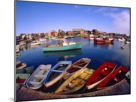 Town Buildings and Colorful Boats in Bay, Rockport, Maine, USA-Jim Zuckerman-Mounted Photographic Print