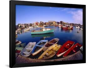 Town Buildings and Colorful Boats in Bay, Rockport, Maine, USA-Jim Zuckerman-Framed Photographic Print