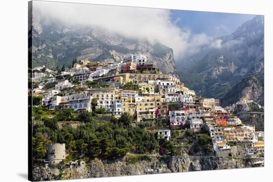 Town Built on a Hillside, Positano, Italy-George Oze-Stretched Canvas