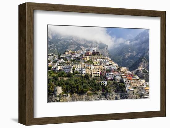 Town Built on a Hillside, Positano, Italy-George Oze-Framed Photographic Print