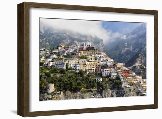 Town Built on a Hillside, Positano, Italy-George Oze-Framed Photographic Print