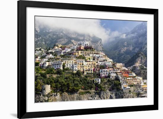 Town Built on a Hillside, Positano, Italy-George Oze-Framed Photographic Print