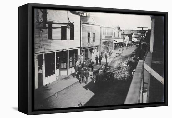 Town Center, Nome Alaska With Men In Suits-null-Framed Stretched Canvas