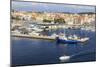 Town centre, fishing boats and pleasure craft, from the sea, Palamos, Costa Brava, Girona, Cataloni-Eleanor Scriven-Mounted Photographic Print