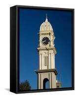 Town Clock On Main Street, Dubuque, Iowa-Walter Bibikow-Framed Stretched Canvas