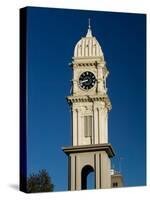 Town Clock On Main Street, Dubuque, Iowa-Walter Bibikow-Stretched Canvas