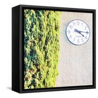 Town Clock with Cypress Tree-Tosh-Framed Stretched Canvas
