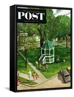 "Town Green" Saturday Evening Post Cover, August 15, 1953-John Clymer-Framed Stretched Canvas