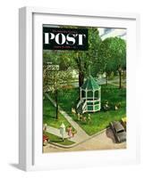 "Town Green" Saturday Evening Post Cover, August 15, 1953-John Clymer-Framed Giclee Print