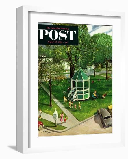 "Town Green" Saturday Evening Post Cover, August 15, 1953-John Clymer-Framed Giclee Print