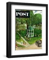 "Town Green" Saturday Evening Post Cover, August 15, 1953-John Clymer-Framed Giclee Print