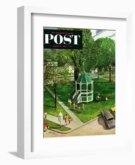 "Town Green" Saturday Evening Post Cover, August 15, 1953-John Clymer-Framed Giclee Print