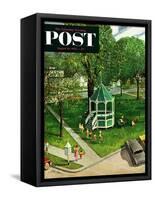 "Town Green" Saturday Evening Post Cover, August 15, 1953-John Clymer-Framed Stretched Canvas