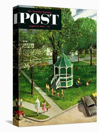 "Town Green" Saturday Evening Post Cover, August 15, 1953-John Clymer-Stretched Canvas