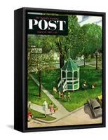 "Town Green" Saturday Evening Post Cover, August 15, 1953-John Clymer-Framed Stretched Canvas