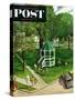 "Town Green" Saturday Evening Post Cover, August 15, 1953-John Clymer-Stretched Canvas