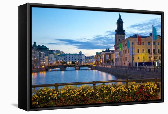 Town Hall and Canal at Dusk, Gothenburg, Sweden, Scandinavia, Europe-Frank Fell-Framed Stretched Canvas