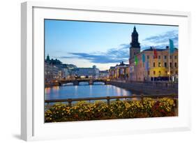 Town Hall and Canal at Dusk, Gothenburg, Sweden, Scandinavia, Europe-Frank Fell-Framed Photographic Print