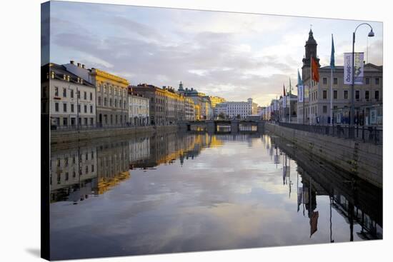 Town Hall and Canal at Sunset, Gothenburg, Sweden, Scandinavia, Europe-Frank Fell-Stretched Canvas