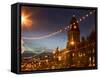 Town Hall and Christmas Lights on the Headrow, Leeds, West Yorkshire, Yorkshire, England, United Ki-Mark Sunderland-Framed Stretched Canvas