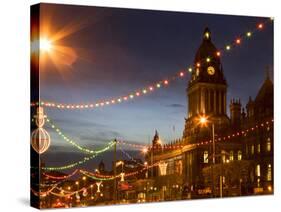 Town Hall and Christmas Lights on the Headrow, Leeds, West Yorkshire, Yorkshire, England, United Ki-Mark Sunderland-Stretched Canvas