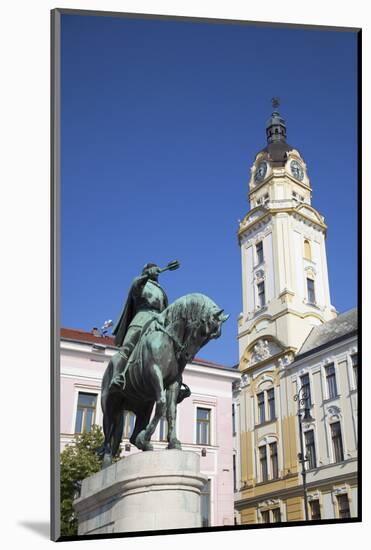 Town Hall and Statue of Janos Hunyadi, Pecs, Southern Transdanubia, Hungary, Europe-Ian Trower-Mounted Photographic Print