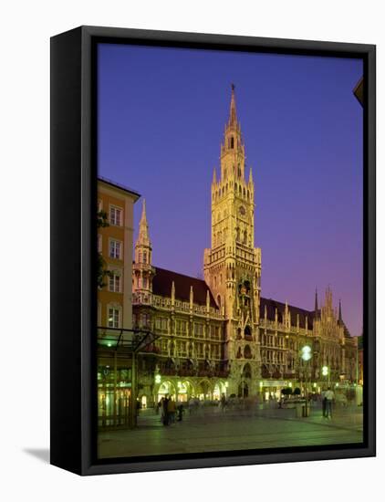 Town Hall at Night in the City of Munich, Bavaria, Germany, Europe-Scholey Peter-Framed Stretched Canvas