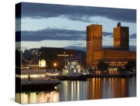 Town Hall from Aker Brygge, Norway-Russell Young-Stretched Canvas