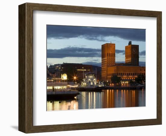 Town Hall from Aker Brygge, Norway-Russell Young-Framed Photographic Print