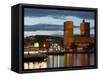 Town Hall from Aker Brygge, Norway-Russell Young-Framed Stretched Canvas