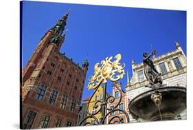 Town Hall of Rechtstadt District on Long Market, Gdansk, Gdansk, Pomerania, Poland, Europe-Hans-Peter Merten-Stretched Canvas