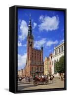 Town Hall of Rechtstadt District on Long Market in Gdansk, Gdansk, Pomerania, Poland, Europe-Hans-Peter Merten-Framed Stretched Canvas