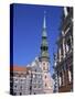 Town Hall Square, Blackheads House, St. Peter's Church, Riga, Latvia-Dallas and John Heaton-Stretched Canvas