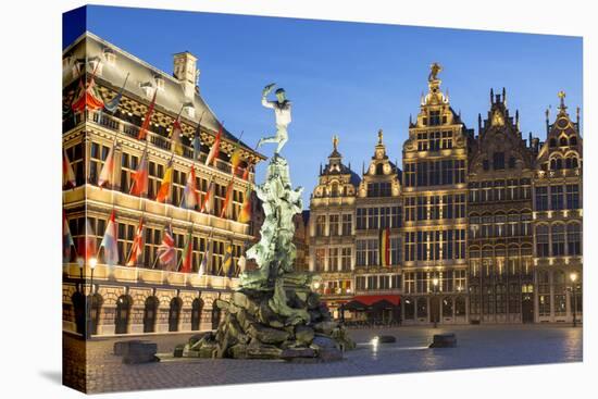 Town Hall (Stadhuis) and guild houses in Main Market Square, Antwerp, Flanders, Belgium, Europe-Ian Trower-Stretched Canvas