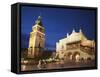 Town Hall Tower and Cloth Hall (Sukiennice) in Main Market Square (Rynek Glowny), Krakow, Poland-Ian Trower-Framed Stretched Canvas