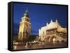 Town Hall Tower and Cloth Hall (Sukiennice) in Main Market Square (Rynek Glowny), Krakow, Poland-Ian Trower-Framed Stretched Canvas