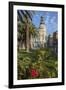 Town Hall under a Cloud Dappled Blue Sky with Palm Trees and Roses, Cartagena, Murcia Region, Spain-Eleanor Scriven-Framed Photographic Print