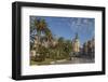 Town Hall under a Cloud Dappled Blue Sky with Palm Trees and Roses, Cartagena, Murcia Region, Spain-Eleanor Scriven-Framed Photographic Print