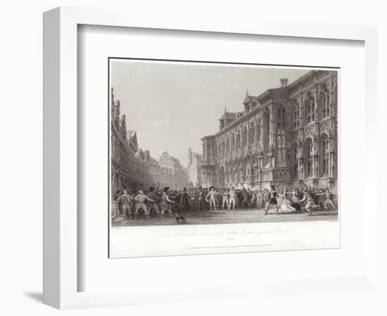Town Hall with Insurrection of the People Against Charles V-Thomas Allom-Framed Giclee Print