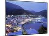 Town & Harbor at Night, Epirus, Greece-Walter Bibikow-Mounted Photographic Print