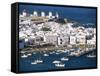 Town, Harbour and Windmills, Mykonos Town, Island of Mykonos, Cyclades, Greece-Lee Frost-Framed Stretched Canvas