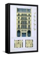 Town House of Italians in Paris, from 'Town and Country Houses Based on the Modern Houses of Paris'-Leon Isabey-Framed Stretched Canvas