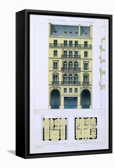 Town House of Italians in Paris, from 'Town and Country Houses Based on the Modern Houses of Paris'-Leon Isabey-Framed Stretched Canvas