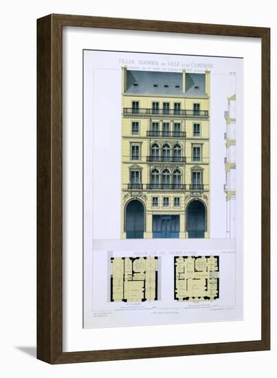 Town House of Italians in Paris, from 'Town and Country Houses Based on the Modern Houses of Paris'-Leon Isabey-Framed Giclee Print