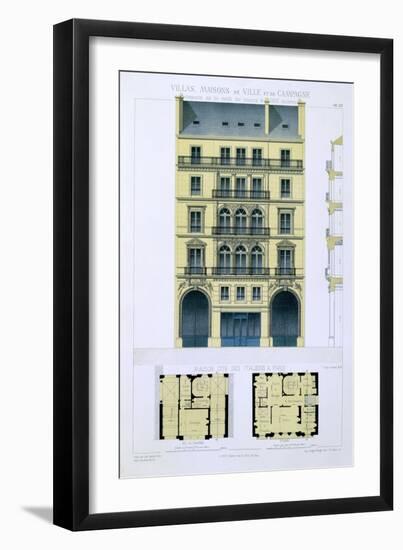 Town House of Italians in Paris, from 'Town and Country Houses Based on the Modern Houses of Paris'-Leon Isabey-Framed Giclee Print