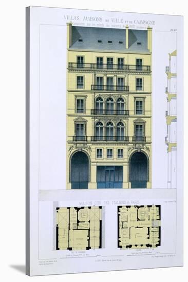 Town House of Italians in Paris, from 'Town and Country Houses Based on the Modern Houses of Paris'-Leon Isabey-Stretched Canvas